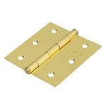 Bisagra Cuadrada de Acero con Acabado Latonado de 3 plg y 1.4 mm de Espesor, Bolsa con 2 Unidades
