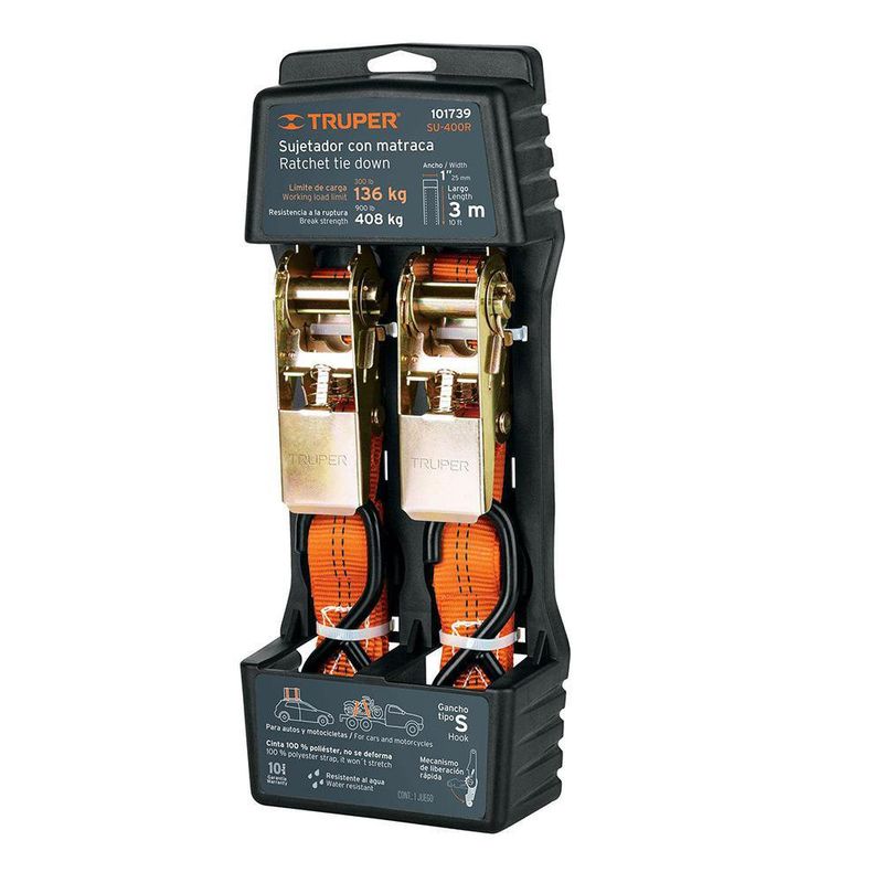 Sujetadores Con Matraca De 400 Kg 2 Pzas - Truper