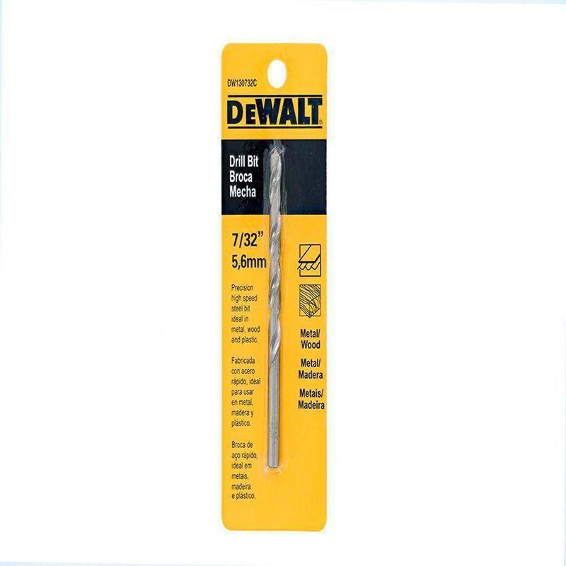 Broca Metal 7/32 Plg Hss Mandril 3/8 Plg - Dewalt