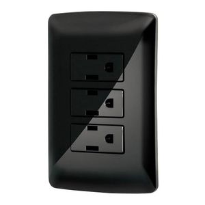 Tomacorriente Triple Con Placa Negro - Volteck