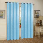 Cortina Color Celeste Diseño Corrugado De 135X240 Cm - Viva