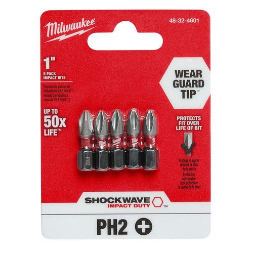 Set De 5 Puntas Philips PH2 De 1 Plg - Milwaukee