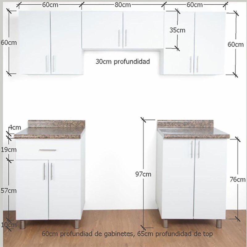 Gabinete para Cocina Blanco Top de Fórmica - Complementos