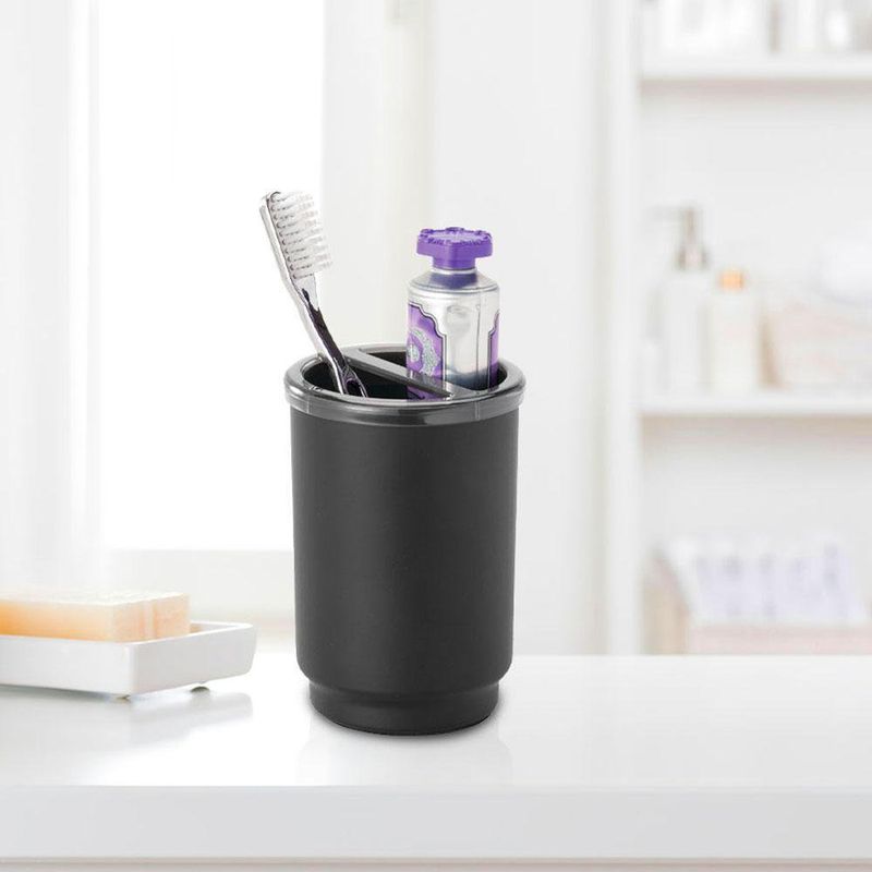 Porta Cepillos Austin Negro Mate - Interdesign