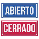Rótulo Reversible De Abierto / Cerrado 28 X 12 cm