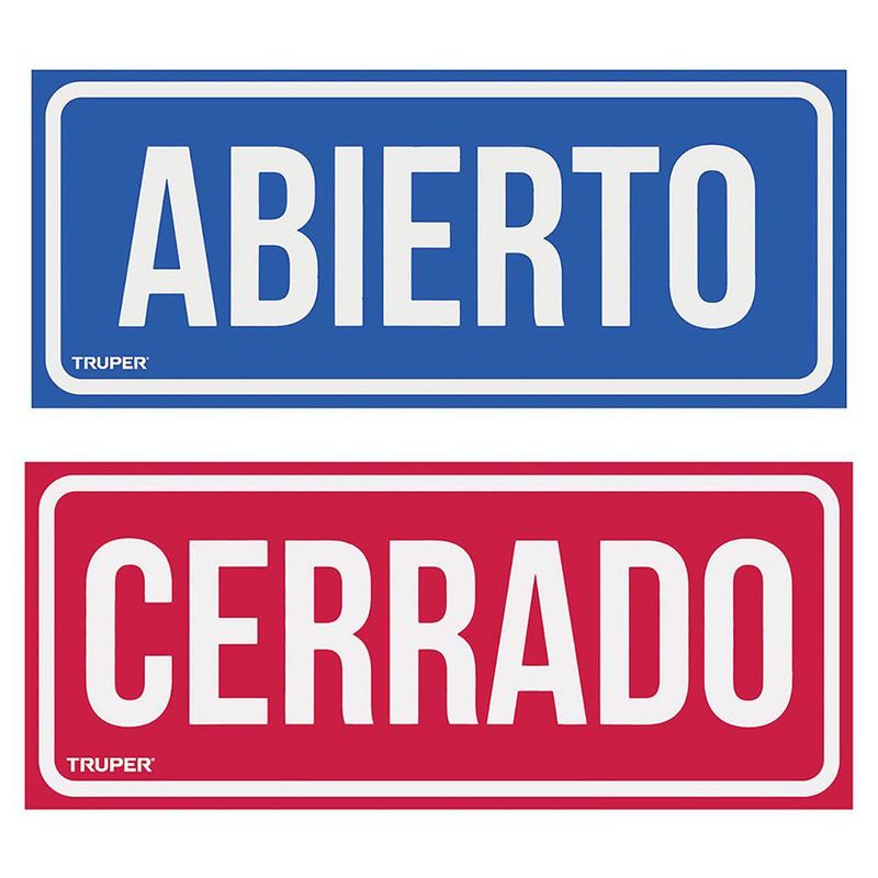 Rótulo Reversible De Abierto / Cerrado 28 X 12 cm