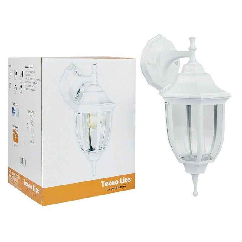 Farol De Pared Para Exterior Blanco 1 Luz - Tecnolite
