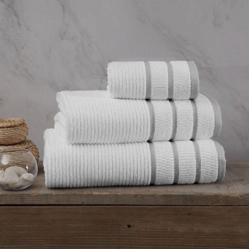 Toalla De Baño 90X150 Cm Blanco Y Gris Claro - Viva