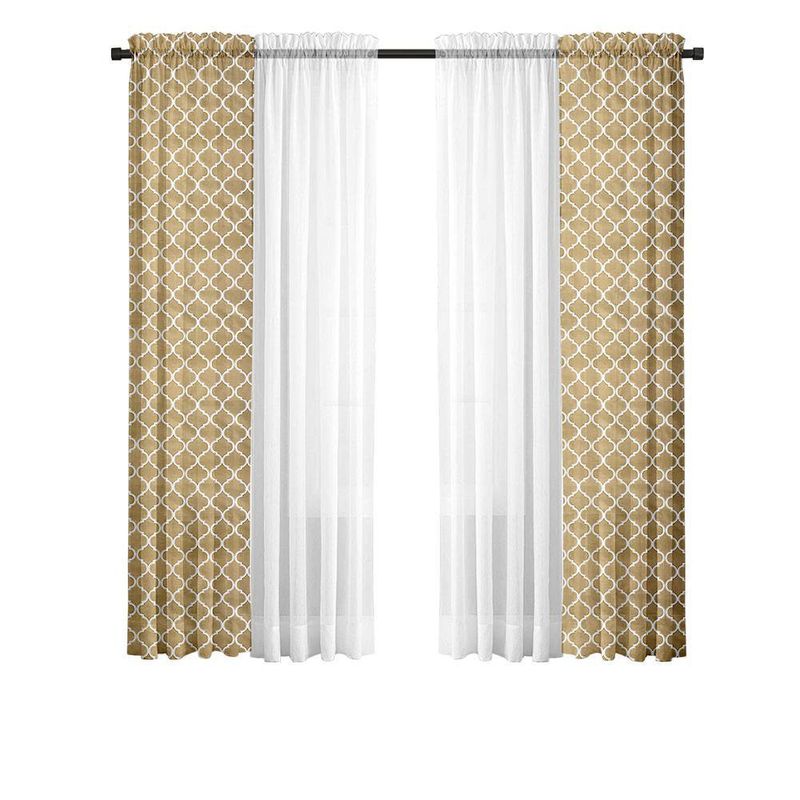 Set De 4 Cortinas Emma Taupe + Voile 71X160 Cm - Viva