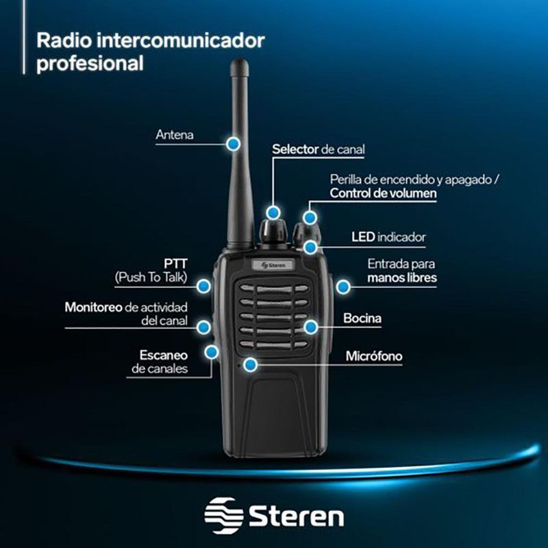 Radio Intercomunicador Profesional con Alcance de 5 Km - Steren