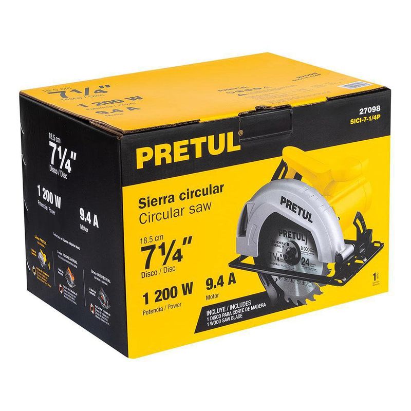 Sierra Circular Industrial De 7-1/4 Plg 1200 W - Pretul