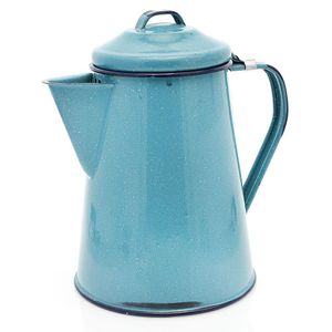 Cafetera Percoladora de Peltre Esmaltado Azul Turquesa de 2 Lts