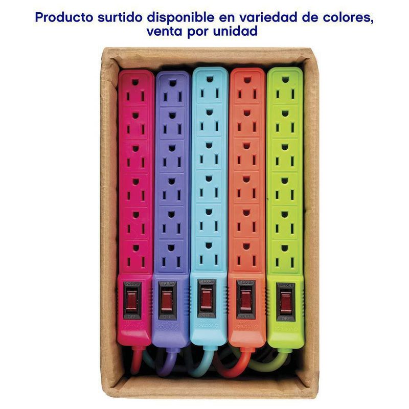 Regleta De 6 Entradas Colores Surtidos - Volteck