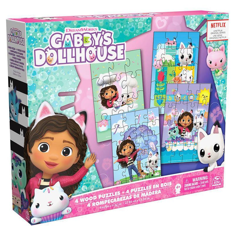 Set De 4 Rompecabezas Gabby´s Dollhouse De Madera - Cardinal Kids