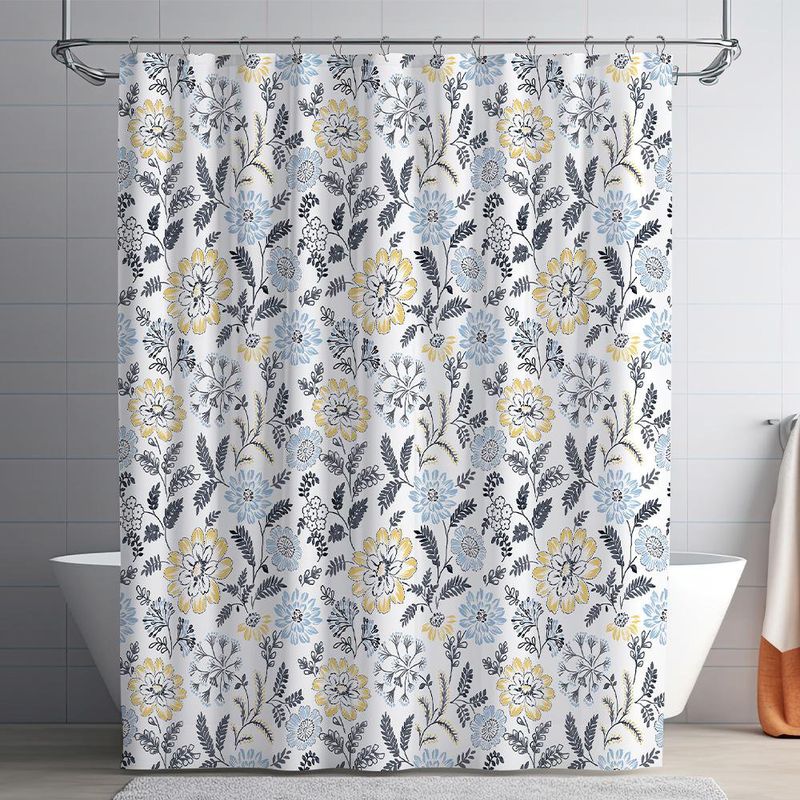 Set de  Cortina con Liner y Ganchos Diseño Flores