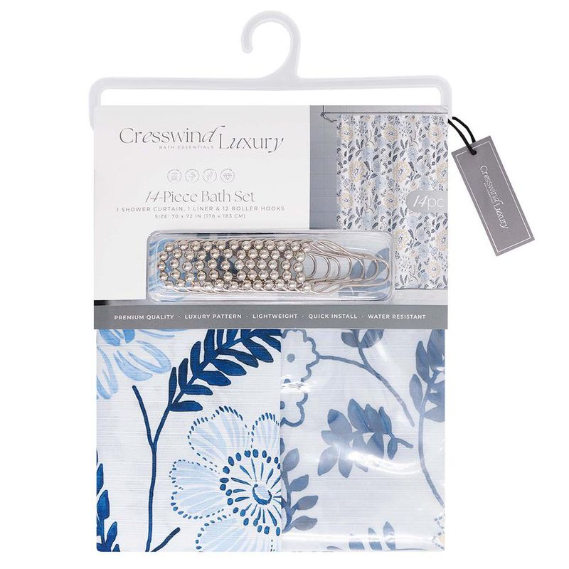 Set de  Cortina con Liner y Ganchos Diseño Flores