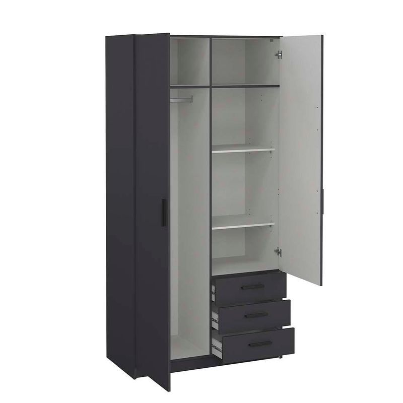Armario 2 Puertas y 3 Gavetas Gris Oscuro 98.5x49.8x200.4 Cm - Tvilum