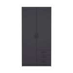 Armario 2 Puertas y 3 Gavetas Gris Oscuro 98.5x49.8x200.4 Cm - Tvilum