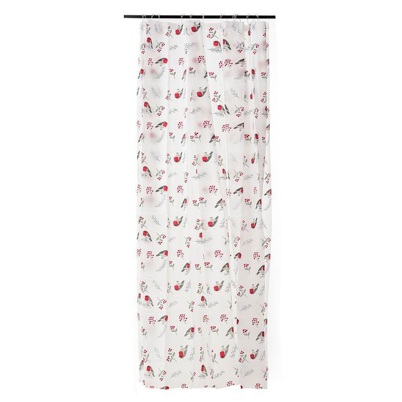 Cortina de Baño Navideña Guirnalda Blanca