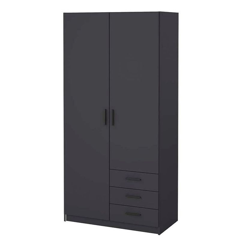 Armario 2 Puertas y 3 Gavetas Gris Oscuro 98.5x49.8x200.4 Cm - Tvilum