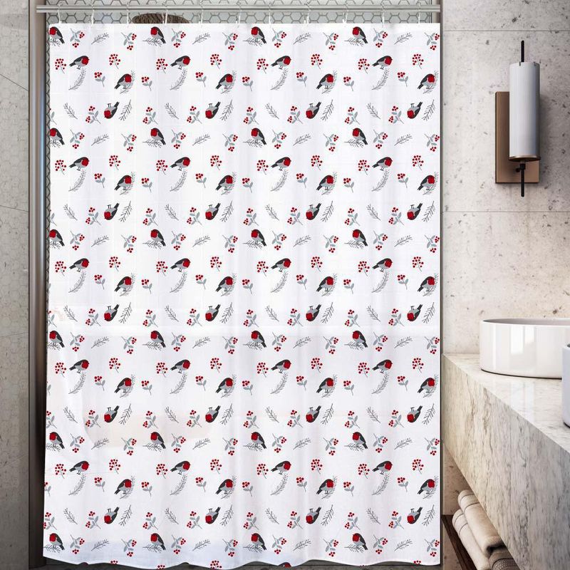 Cortina de Baño Navideña Guirnalda Blanca