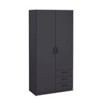 Armario 2 Puertas y 3 Gavetas Gris Oscuro 98.5x49.8x200.4 Cm - Tvilum