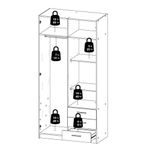 Armario 2 Puertas y 3 Gavetas Gris Oscuro 98.5x49.8x200.4 Cm - Tvilum
