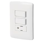 Interruptor Doble + Tomacorriente Italiana Blanco - Volteck