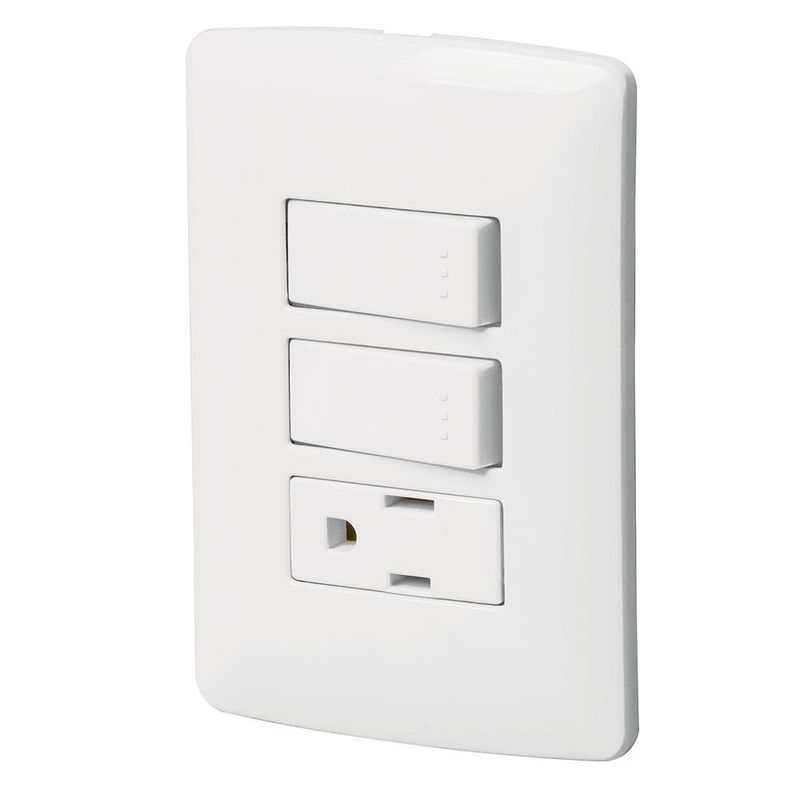 Interruptor Doble + Tomacorriente Italiana Blanco - Volteck