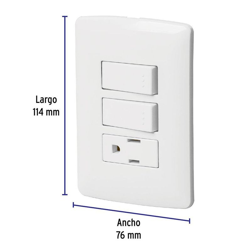 Interruptor Doble + Tomacorriente Italiana Blanco - Volteck