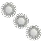 Juego de 3 Espejos de Pared Redondos 25 cm con Marco Plateado