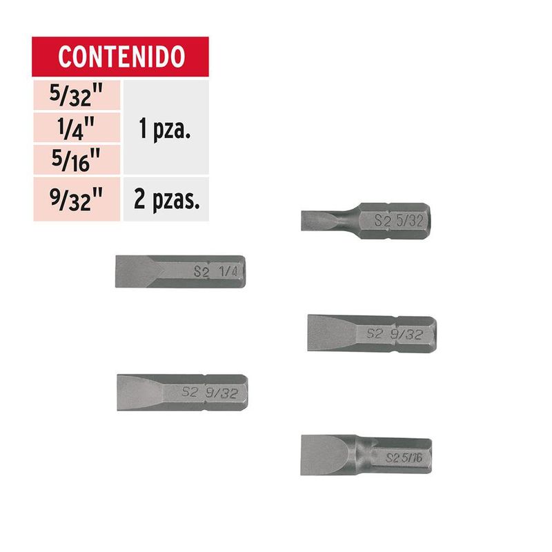 Set De Puntas Planas 1 Plg De 5 Pzas - Truper Expert