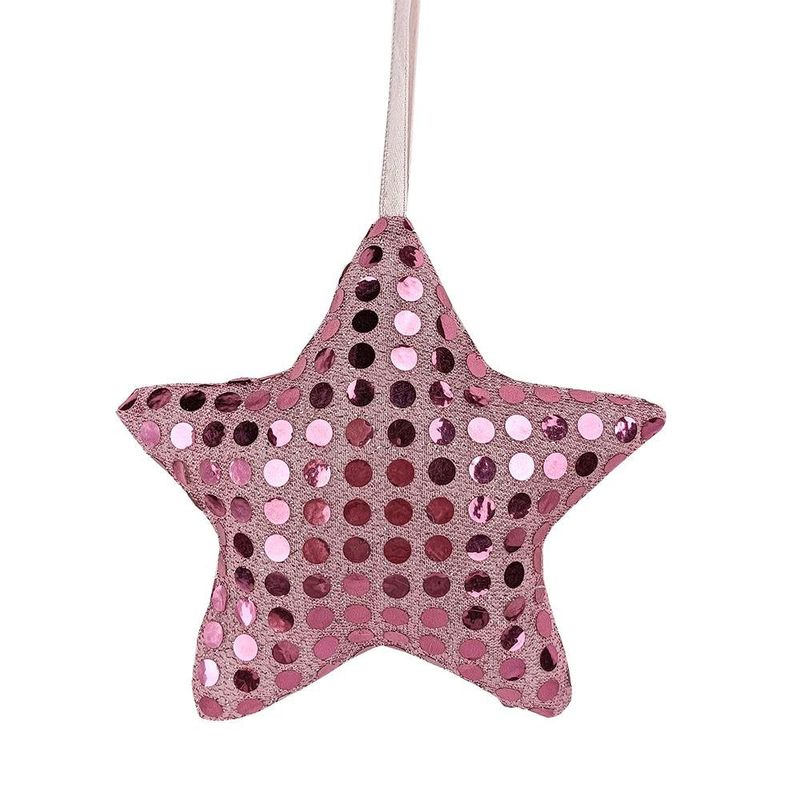 Estrella Decorativa Rosa con Lentejuelas Colgante