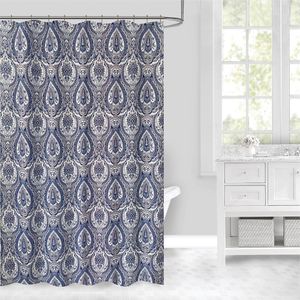 Cortina de Baño con Ganchos Diseño Azul