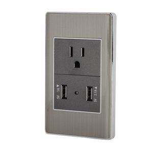 Tomacorriente + 2 Puertos USB Lisboa Acero - Volteck
