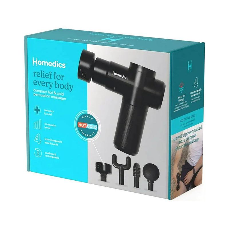 Masajeador Compacto de Percusión Calor/Frío con 4 Accesorios