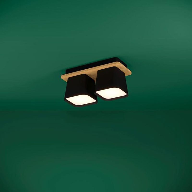 Lampara de Techo Ruscio Negro y Madera