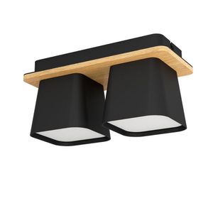 Lampara de Techo Ruscio Negro y Madera