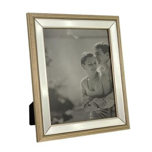 Marco de Fotos Metalizado Dorado y Beige