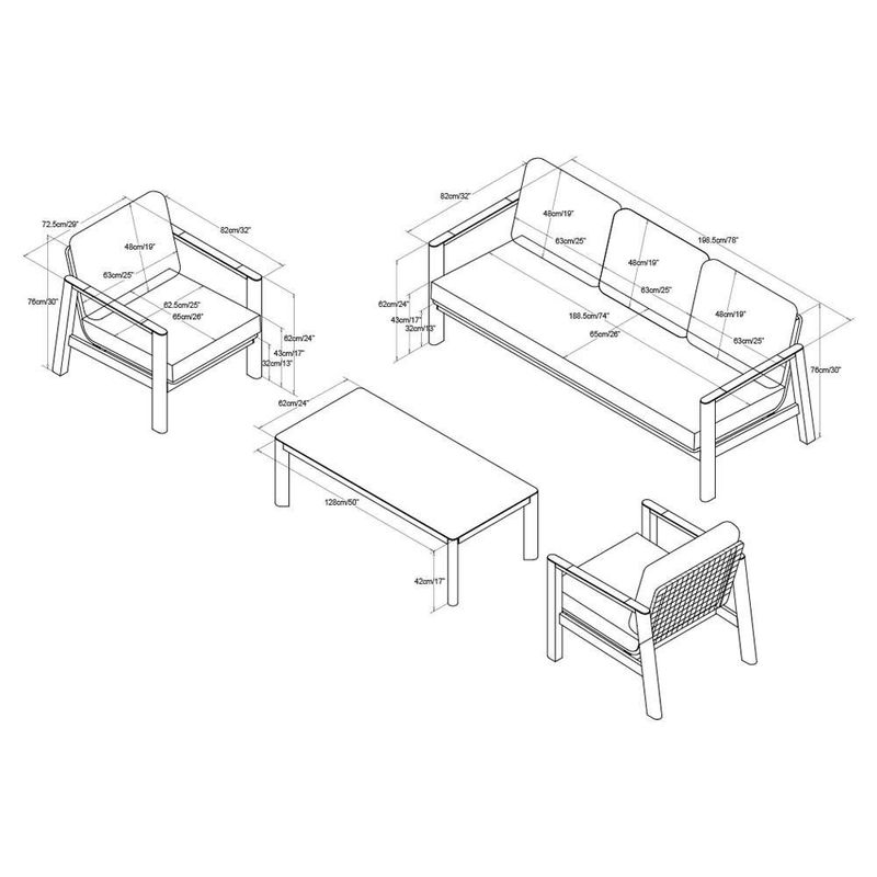 Set de Sala Kansas Aluminio