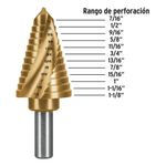 Broca Escalonada de Titanio 12 Escalones 7/16-1 1/8 Plg - Truper Expert