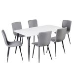 Set de Comedor Arkis para 6 Personas con Mesa y 6 Suillas Color Blanco y Gris Claro