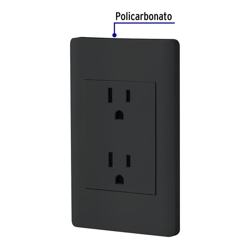Tomacorriente Doble 3 Módulos Lisboa Negro - Volteck
