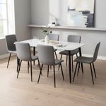 Set de Comedor Arkis para 6 Personas con Mesa y 6 Suillas Color Blanco y Gris Claro