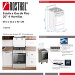 Estufa de Piso de 4 Hornillas a Gas de 20 Plg
