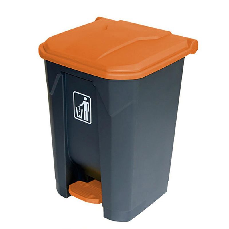 Basurero Alfa de Pedal Tapa Naranja 68 L - Glanz