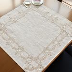 Mantel Cuadrado con Detalle Brocado Beige