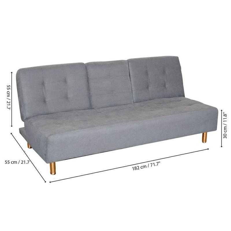 Sofá Cama Gris con Portavasos