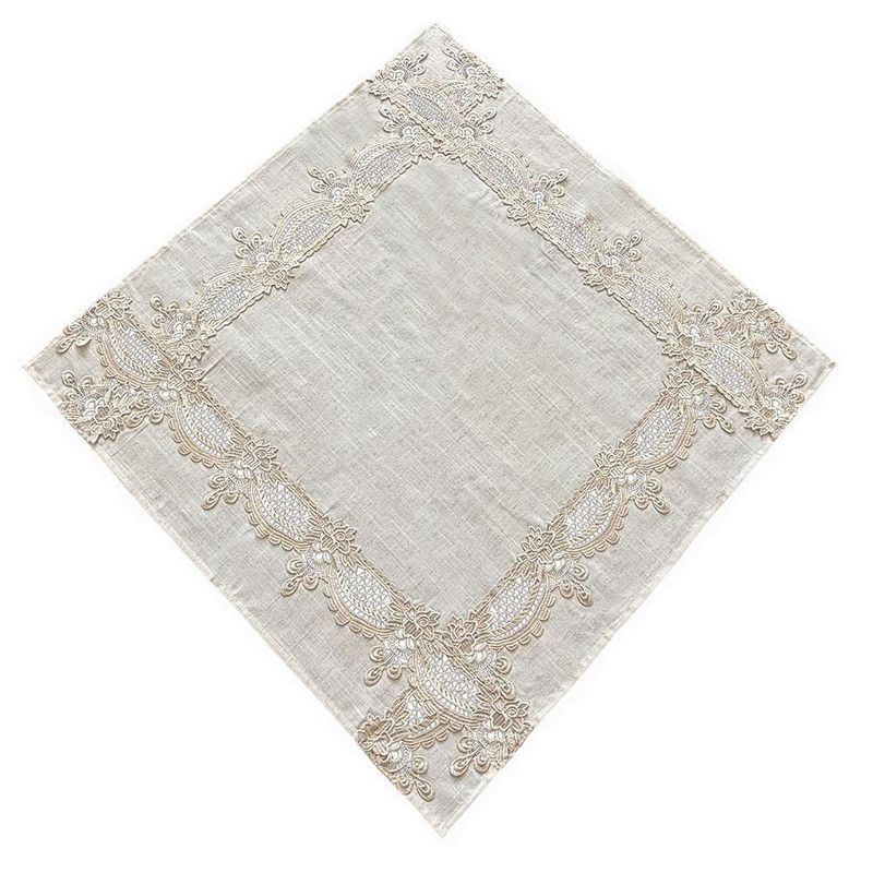 Mantel Cuadrado con Detalle Brocado Beige