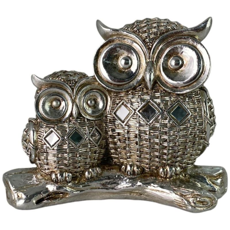 Figura Decorativa de Búho Plateado